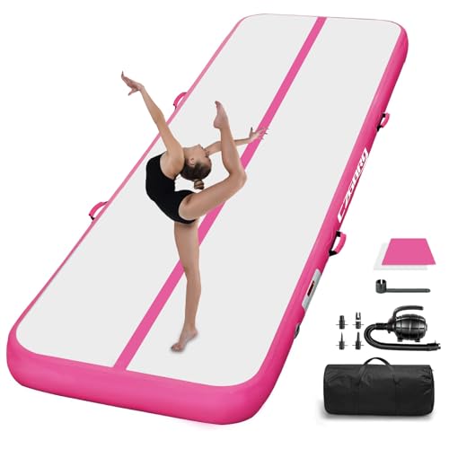 Air Mat Tumble Track, Gymnastics Mats Tumbling Track with Electric Air Pump for Home Use Cheerleading Training Kids Gym Yoga - color: Pink, size: 16.5ftx3.3ftx4inch