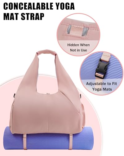 RHDZO Gym Bag for Women with Shoe and Wet Compartments, Yoga Mat Holder - color: Pink
