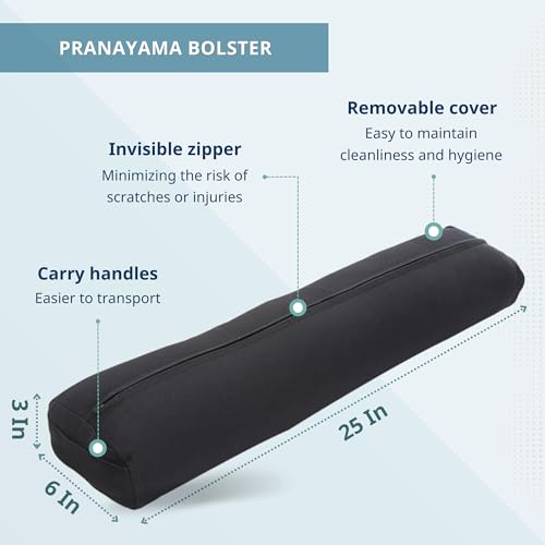 Everyday Yoga Premium Bolster, Soft Meditation Pillow, Multi-Colors | Carry Handle, Lightweight Cushion, Removable & Machine-Washable Cover, For Restorative Yoga & Relaxation - color: Peacock, style: C. Pranayama