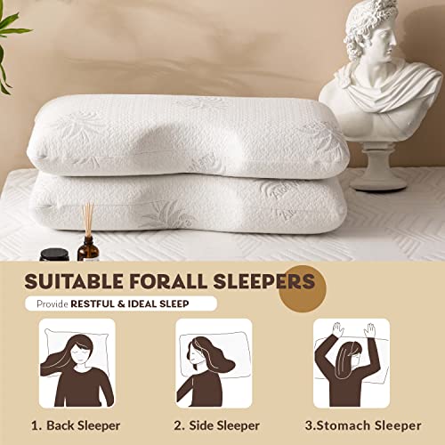 EGOHOME Cervical Neck Pillow, Aloe Vera Memory Foam Pillow, 30x16 Inches | Side Sleeper Pillow for Sleeping, Ergonomic Neck Support Pillow for Neck Pain Relief, Suit for Side Back Stomach Sleepers