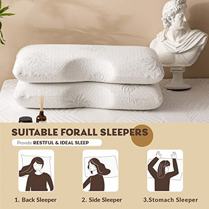 EGOHOME Cervical Neck Pillow, Aloe Vera Memory Foam Pillow, 30x16 Inches | Side Sleeper Pillow for Sleeping, Ergonomic Neck Support Pillow for Neck Pain Relief, Suit for Side Back Stomach Sleepers