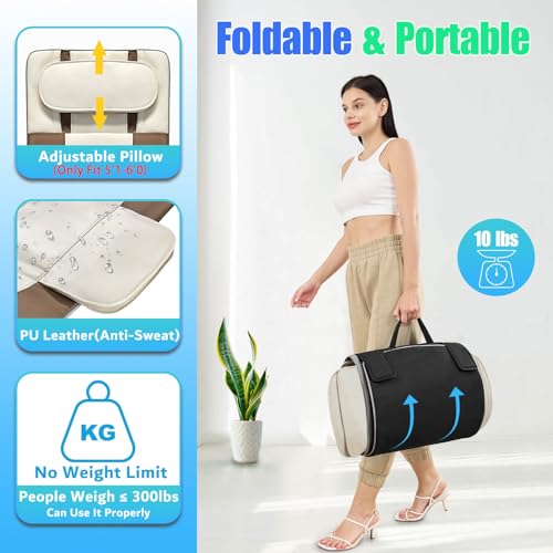 Full Body Massage Mat, 3D Body Stretching & Lumbar Traction, Back Heating, Traction Up & Down, Curve Stretch, Twist Left & Right, 4 Modes 3 Intensities 3 Heat Levels, PU Leather, Foldable, Fit 5'1-6'0