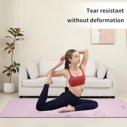 HAHE Yoga Mat Thick (8MM,1/3"), Eco-Friendly POE Non Slip Yoga Mat, High Rebound & Shock Absorption, Anti-Tear & Sweat-Resistant for Yoga, Fitness, Home, Workouts, Large Pilates Mats 72"x24" with Carrying Strap - color: Taro Purple