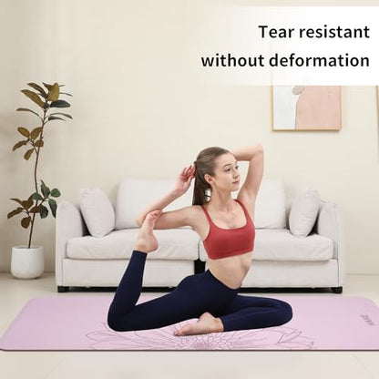 HAHE Yoga Mat Thick (8MM,1/3"), Eco-Friendly POE Non Slip Yoga Mat, High Rebound & Shock Absorption, Anti-Tear & Sweat-Resistant for Yoga, Fitness, Home, Workouts, Large Pilates Mats 72"x24" with Carrying Strap - color: Taro Purple