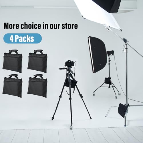Sandbags 4 Packs with 4 PE Bags, Heavy Duty Sand Bags, Sand Bags for Weight with Zipper and Buckle Straps for Support Light Stand, More 2/4/6/8/10/12 Packs Sand Bag to Choose. - size: 4 PCS