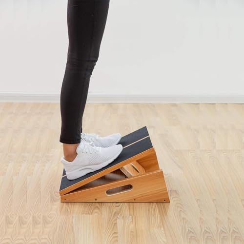StrongTek Wooden Slant Board, Adjustable Incline, Side Handles, Non-Slip | Standard and XL Sizes, Full or Partial Non-Slip Surfaces, Side Carry Handle, Calf and Ankle Stretching, Squats and Rehab - style: full-coverage