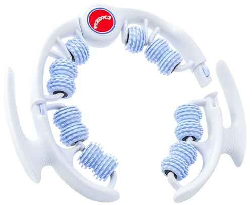 Cellulite Massage Tool - Lymphatic Drainage Massager - Muscle Roller, Deep Fascia Massage, Dimpled Skin Removal, Legs/Thighs/Buttocks, Anti-Cellulite Roller, Smooth Skin (14 Wheel - Blue) - color: White Blue