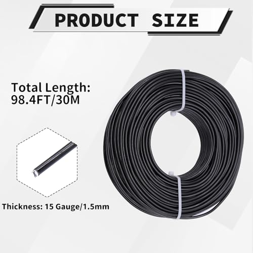 15 Gauge Aluminum Craft Wire, 100 Feet 1.5mm Bendable Metal Wire for Jewelry Making, Sculpting and Floral Design, Soft Armature Wire for DIY Crafts (Black) - size: 15 Gauge(1.5mm), style: Black