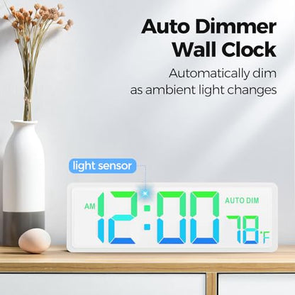 REACHER 16.5" Large Digital Wall Timer Clock, Countdown/up, Remote Control - color: White