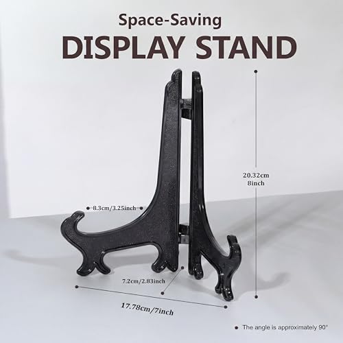 Artliving 8 Inch Black 6pcs/Set Plastic Easels Plate Display Stands Picture Frame Stand Holder - color: Black, size: 8 inch (6 pack)
