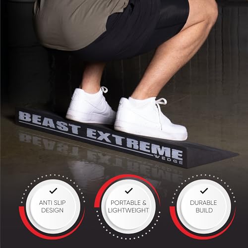 Beast Extreme Wedge Block - Wider Calf Stretcher Slant Board for Extra Stability - Heel Elevated Wedges for Weightlifting, Physical Therapy - Incline Board for Calf Stretching, Strength, Mobility