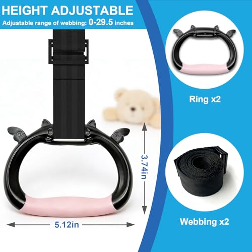 Gymnastics Rings for Kids, Professional Adjustable Extended Straps, 550 lbs Weight Capacity, Featuring Premium Non-Slip Grip Design, Suitable for Indoor/Outdoor Strength and Fitness Training.