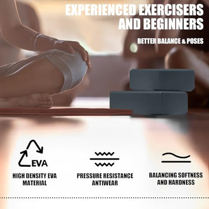 Septo 2 Pcs Yoga Blocks, 9x6x3 Inch Foam Blocks for Pilates - color: Grey