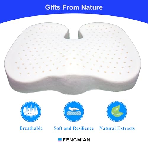 Natural Latex Seat Cushion - Soft, Bouncy and Relieves Pressure - Suitable for Office Chair, Home Chair, Car, Gaming, Wheelchair, Meditation, and Yoga