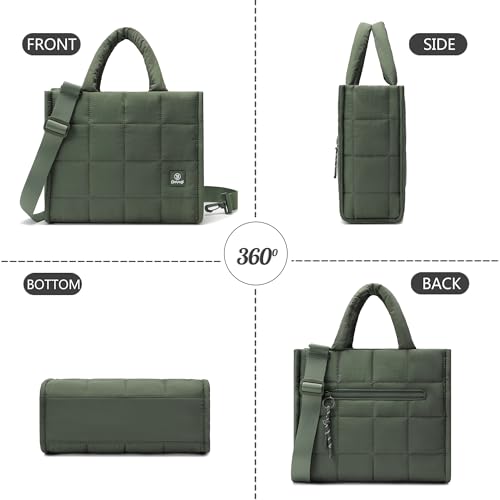 Quilted Crossbody Bags for Women,Puffer Weekender Overnight Bag,Purse Handbag Organizer,Small Tote Bags Shoulder Bag - color: Green
