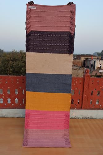 Jaipur Art & Rugs Cotton Yoga Rug - Eco-Friendly Hand-Woven Thick Mat (24”x72”x5mm) for Everyday Fitness at Home - Comfortable & Extra-Long - color: Multicolor 6