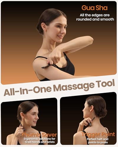 lifechill Trigger Point Massage Tool for Deep Tissue Pain Relief, Gua Sha & Muscle Scraper Tool for Full Body, Thumb Saver Acupressure Tool Relieve Plantar Fasciitis, Black - color: Black