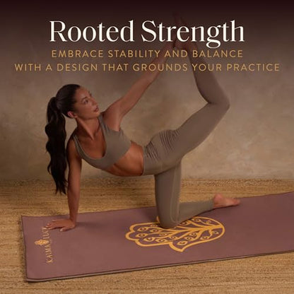 KARMA AND LUCK Grounded Grace Yoga Towel, Rooted Energy for Strength & Balance, Non-Slip Hot Yoga Mat Towel with Silicone Base, Highly Absorbent Terry Suede, 26” x 72” - color: Grounded