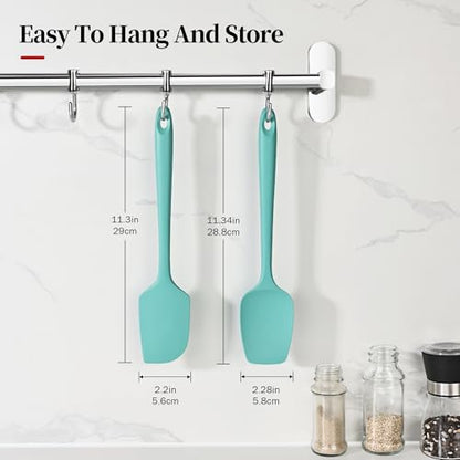 600ºF Heat Resistant Silicone Spatula Spoonula Set of 2, Aqua Sky | High Heat Food Safe Kitchen Use Scraper for Cooking Baking Mixing Scraping Stirring Cake Nonstick Cookware Pan Bowl - color: Aqua Sky, size: Large/Spoon Spatula - 2pcs