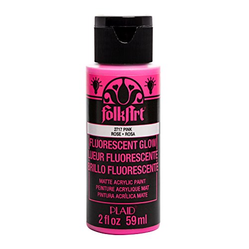 FolkArt Multi-Surface Fluoresent Glow Acrylic Paints, 2 oz - color: Pink, size: 2 Fl Oz (Pack of 1)