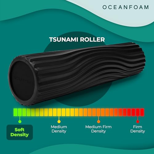 Oceanfoam Tsunami Roller (Black) - Extra-Large, 26" x 5.9" - Soft, Textured Foam Roller for Physical Therapy, Back Pain, Exercise & Stretching - Wave Textured - Yoga, Athletics, & Wellness - color: Black