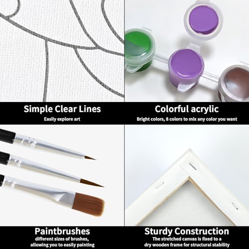 VOCHIC Sip and Paint Kit,Pre Drawn Canvas Couples Paint Party Kit Painting Art Set for Adults Date Night Sunset Beach 2 Pack (12 x 16 Inches, Dancing Couple) - size: 12x16, style: Dancing Couple