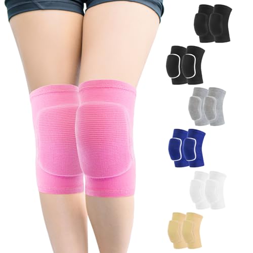 HISFFOG volleyball knee pads for Girls, Youth, Kids, Women, Men, Protective Knee pads for Volleyball Basketball Football Dance Yoga Tennis Running Cycling Workout Wrestling Climbing - color: Pink, size: Medium