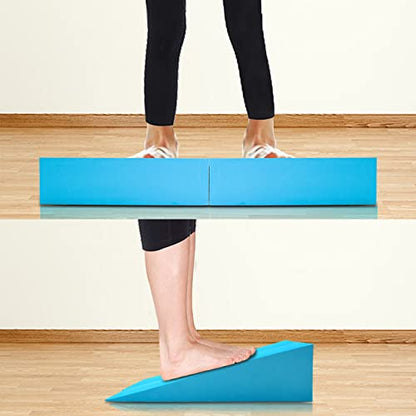DEAYOU 2 Pack Yoga Foam Wedge, 13" EVA Foam Calf Stretch Slant Board for Lower Leg Strength Improve, Squat Wedge Incline Block for Workout, Exercise, Heel, Foot, Knee Pad, Wrist Back Support (Blue)