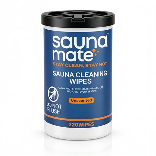 Sauna Cleaning Wipes, 220 Count, Unscented Disposable Sauna Wipes, Cleans Sweat, Oil & Grime Between Uses, For Sauna Benches & Backrests, Home, Gym & Commercial Use