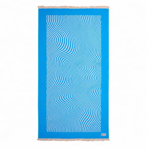 Turkish Beach Towel - 100% Organic Cotton - Soft, Quick-Dry, Sand Proof, Prewashed - Lightweight & Oversized for Beach, Pool, Yoga, Bath, Travel, Gym, Throw - Turqua (Blue) - color: Blue