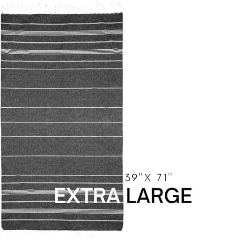 BAY LAUREL Turkish Beach Towel with Travel Bag 39 x 71 Quick Dry Sand Free Lightweight Large Oversized Towels Light - color: Black With Red Floral Bag