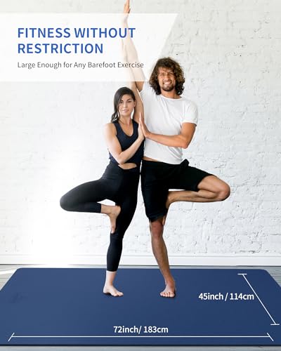 CAMBIVO 72''x48'' Large Yoga Mat, Extra Thick TPE Workout Mat - color: BLUE, size: 8mm