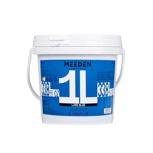 MEEDEN Lake Blue Acrylic Paint: 1L /33.8oz Heavy Body Gloss Finish | Thick Art Paints Non-Toxic for Canvas Crafts Painting - color: Lake Blue - 1L
