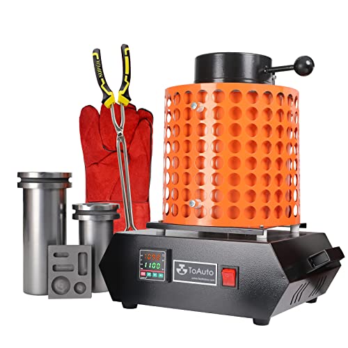 TOAUTO Gold Melting Furnace 1+3 KG 1400W 2100℉ | Digital PID Smelter Kiln Kit Casting Refining Jewelry Precious Metals Gold Silver Copper Aluminum 110V
