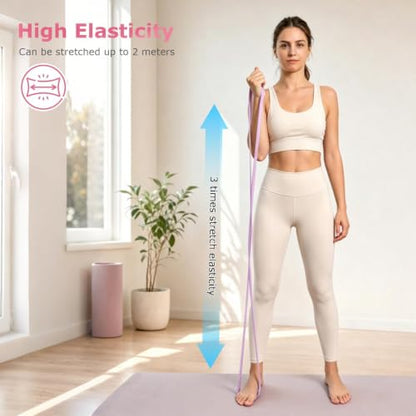 Figure 8 Resistance Bands 3 Pack, 21.6" Extra Long Elastic Exercise Bands with Handles, 15/25/35LB Stretching Band Set for Physical Therapy, Yoga, Pilates, Arm Back Shoulder Workout - color: Orange + Purple + Blue
