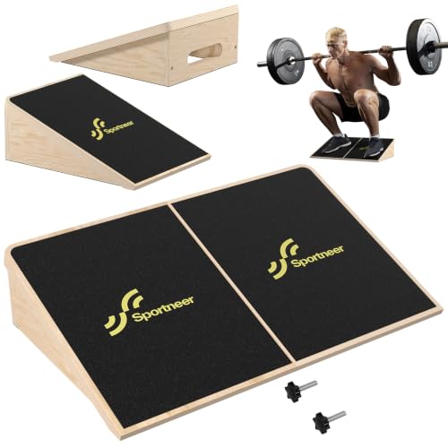 Sportneer Squat Wedge, 1200LB Wooden Heel Elevated Board for Squats - size: 20°