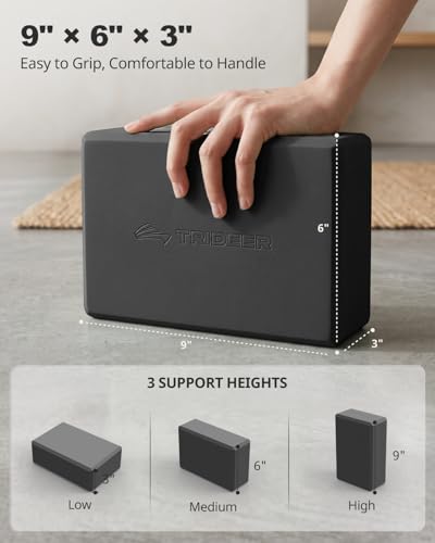 Trideer Yoga Blocks 2 Pack, Soft Non-Slip Foam Blocks with Beveled Edges for Alignment and Stretching in Yoga, Pilates, and Dance - Supportive, Lightweight, Odor Resistant, Latex-Free - color: Black