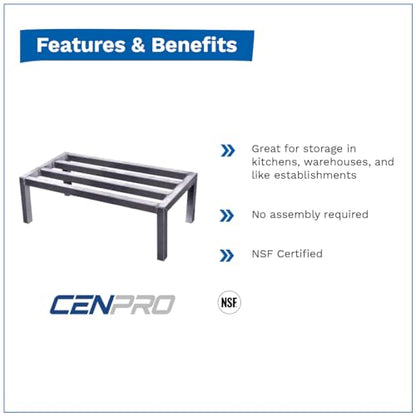 CenPro Commercial NSF Aluminum Dunnage Rack - 1,500 lb. Weight Capacity - 36"x20"x12" (28W-135) - size: 36x20x12"