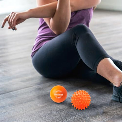 Massage Ball Set, Spiky Ball & Lacrosse Ball for Body Massage, Muscle Relief, Deep Tissue, Myofascial Release, Massager for Neck, Shoulder, Back, Foot or Muscle Tension - Orange | Muscle Relief, Deep Tissue, Myofascial Release, Massager for Neck, Shoulder