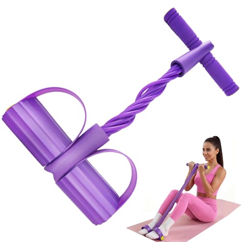 8 Tube Resistance Band with Handles,Multifunction Fitness Equipment,Durable TPE Tension Rope for Full-Body Workout, Abdomen,Waist,Arm,Leg - color: Purple