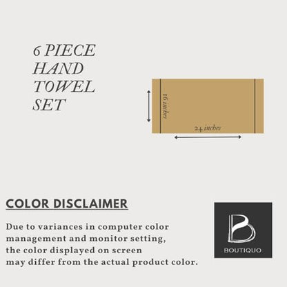BOUTIQUO Ultra Soft Cotton 6 -Piece Hand Towel Set 16x24 Inch, Ideal for use in Bathroom, Kitchen, Gym, Spa & General Cleaning, Compact & Lightweight Multi Purpose Hand Towels - Black - color: Black, size: Hand Towel - Set of 6