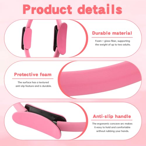 Pilates Ring and Ball Set with Resistance Bands, 14'' Circle Ring, 9.8” Pilates Ball and 5 Resistance Bands Home Workout Kit for Women Training Core, Full Body Exercise