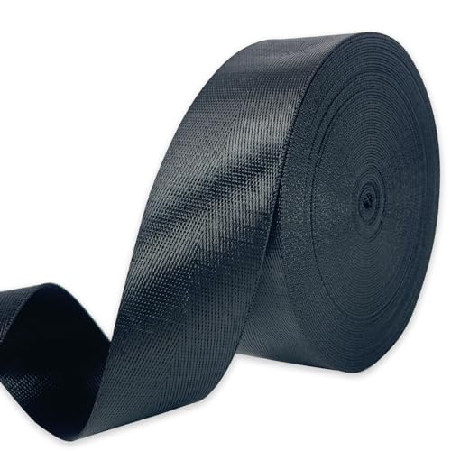 1 1/2" Black Nylon Webbing 12yds for Bag Straps Crafts - color: Black