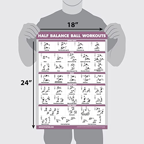 Palace Learning Half Balance Ball Workout Poster - Exercise Chart (LAMINATED, 18" x 24")