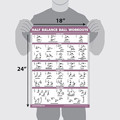 Palace Learning Half Balance Ball Workout Poster - Exercise Chart (LAMINATED, 18" x 24")