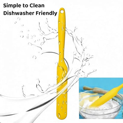 8Pcs Small Silicone Spatulas Bulk for Kitchen Baking Cake Icing Resin Craft Mini Silicon Scraper Heat Resistant Jar Spatula Long Handle Waxing Sticks Large Slant for Hard Wax Non-Stick Flex