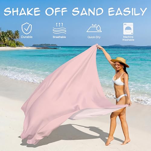 Aroveea Beach Blanket Waterproof Sandproof 78''X81''/10'X9' Oversized Mat - color: Pink, size: 78''x81''