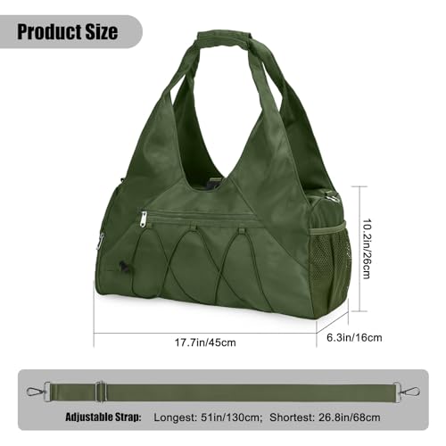 Forestfish Gym Bag For Women With Yoga Mat Holder, Army Green - color: Army Green