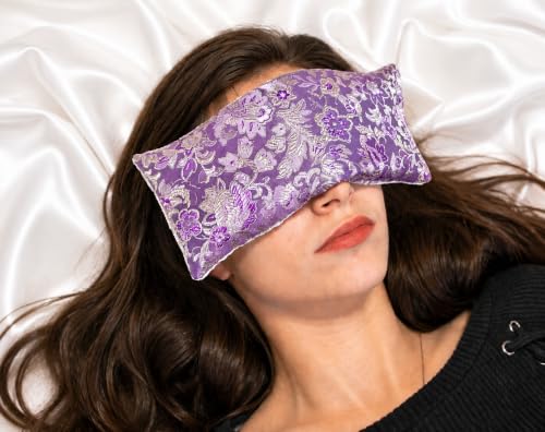 Handmade Luxe Serenity Eye Pillow - All-Natural Flaxseed - Unscented or Lavender Scented – Weighted Eye Mask for Yoga, Meditation, Hot & Cold Therapy - color: LOVELY LILAC, style: UNSCENTED