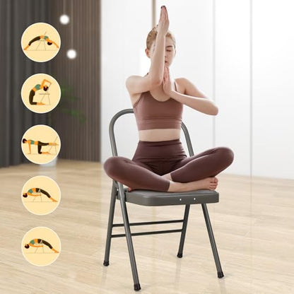 INNOLIFE Modern Minimalist Yoga Chair, Foldable & Space-Saving, 300 lbs Capacity, Grey - color: Grey